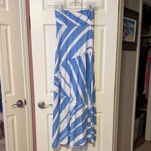 Lilly Pulitzer Blue and White Striped Women's Tube Top Dress - Small